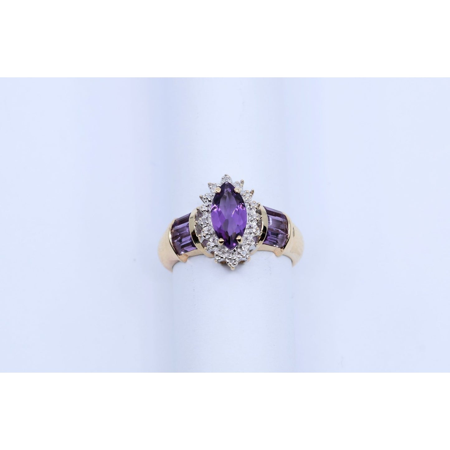 10K Yellow Gold Amethyst & Diamond Ring