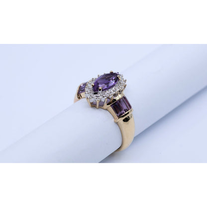 10K Yellow Gold Amethyst & Diamond Ring