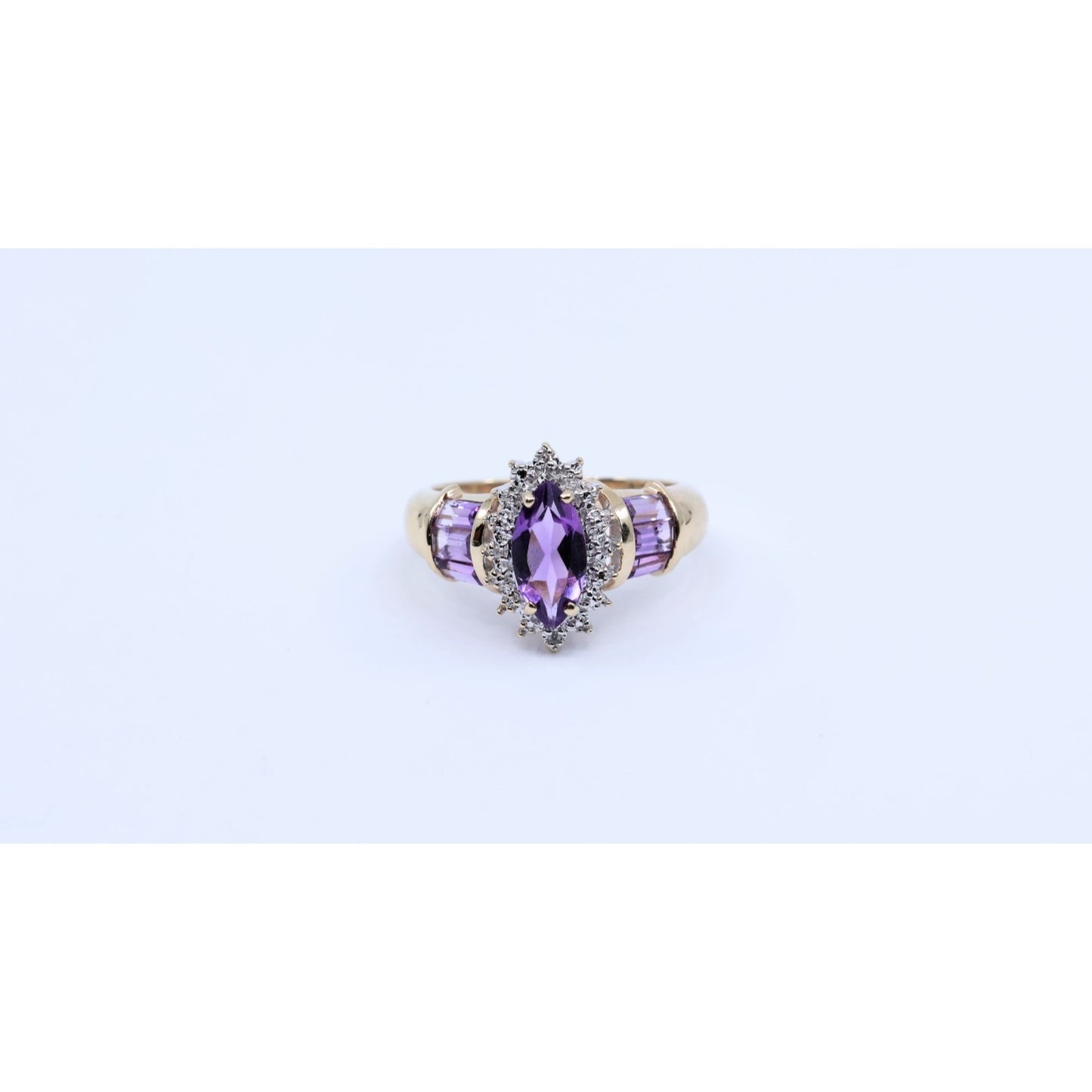 10K Yellow Gold Amethyst & Diamond Ring