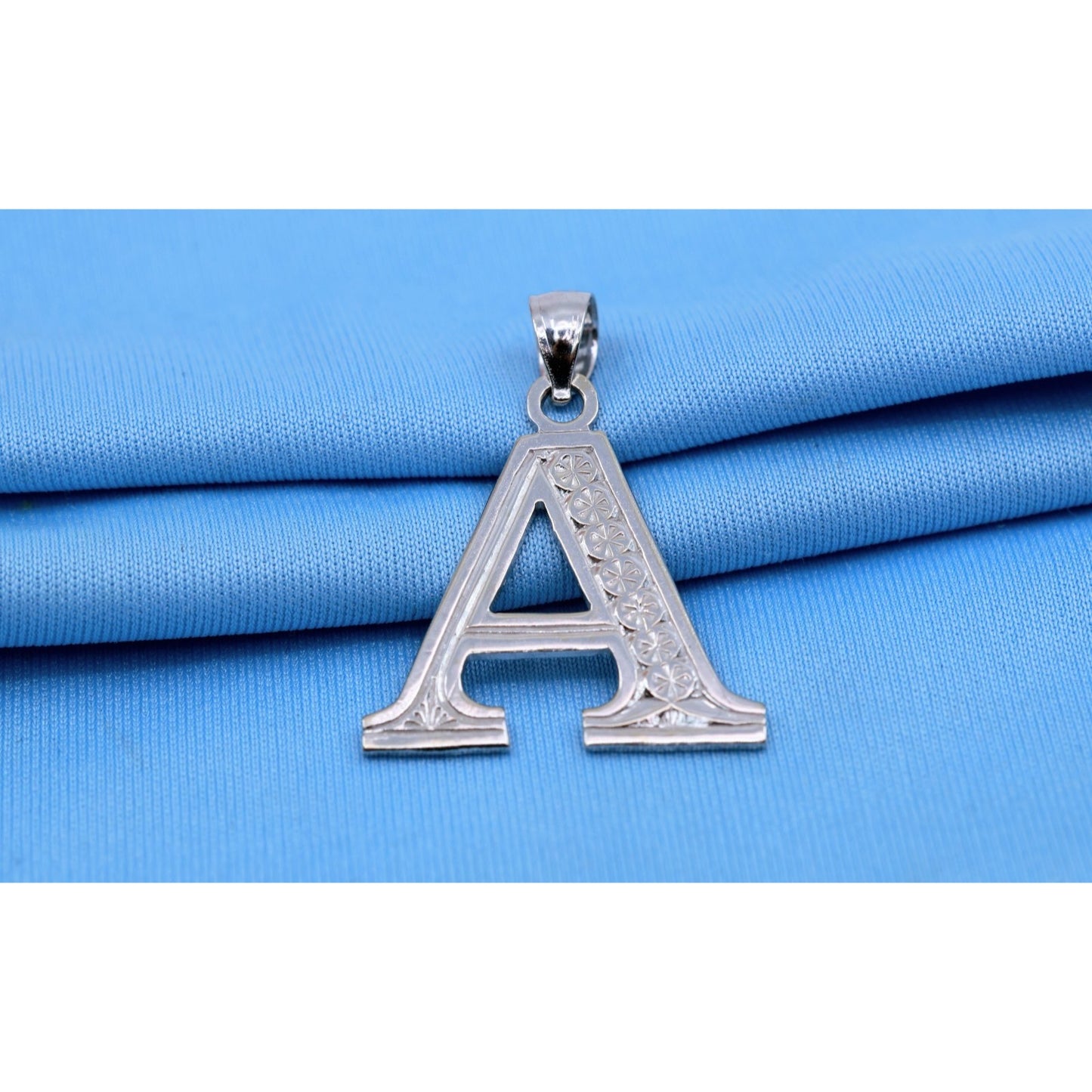 14K White Gold Initial Letter " A " Charm Pendant