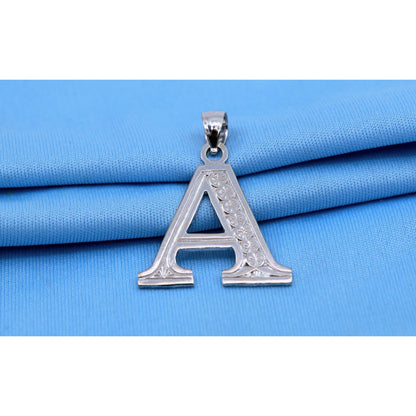 14K White Gold Initial Letter " A " Charm Pendant