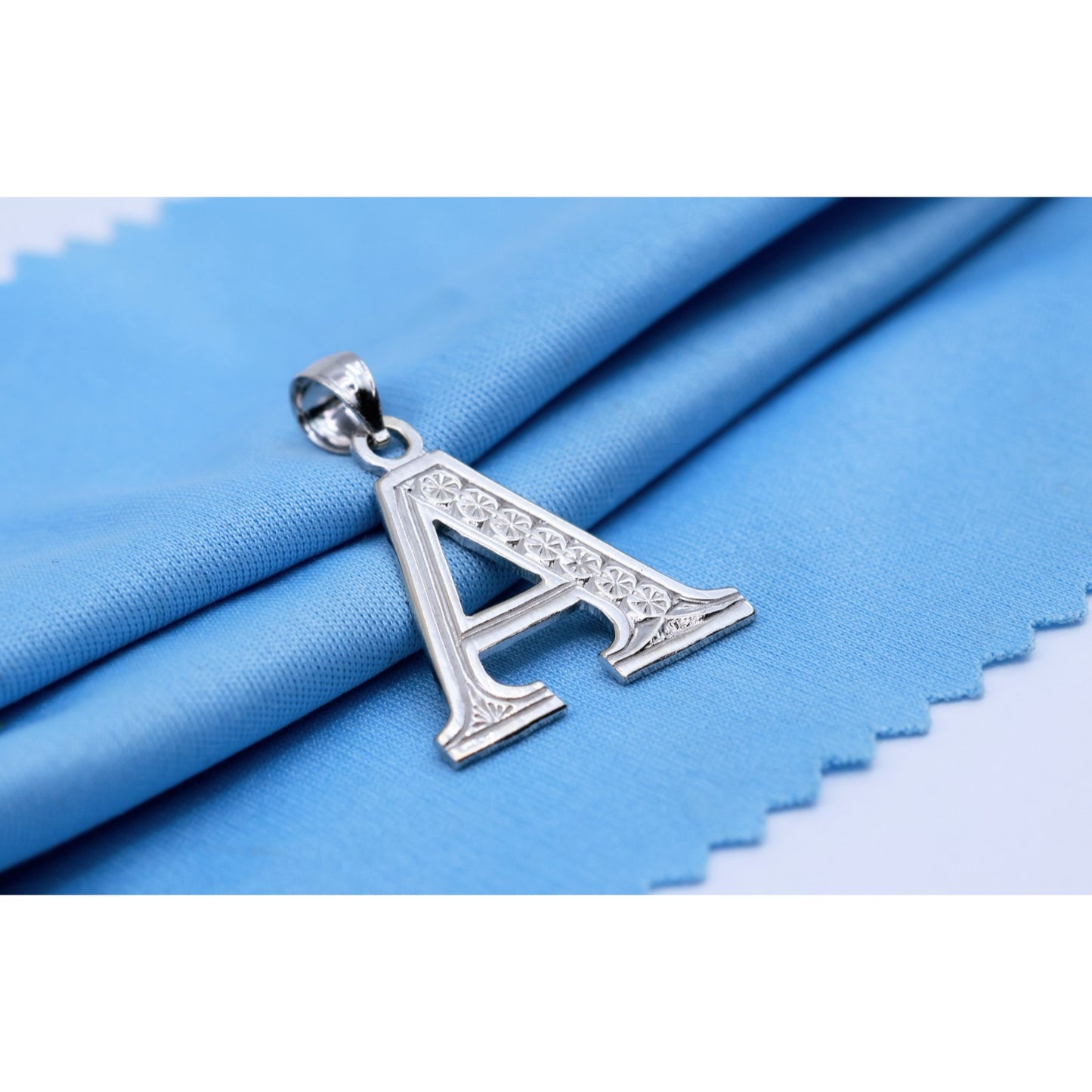 14K White Gold Initial Letter " A " Charm Pendant