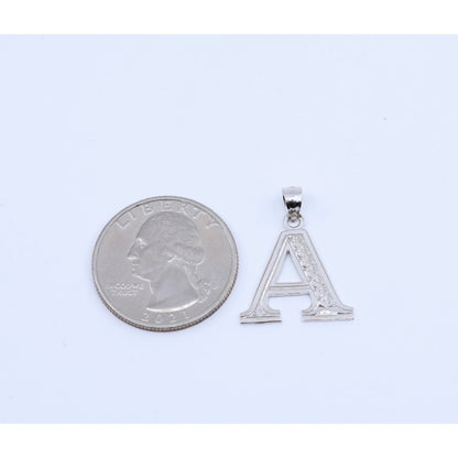 14K White Gold Initial Letter " A " Charm Pendant