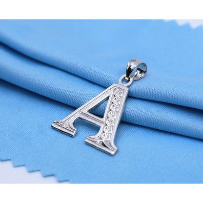 14K White Gold Initial Letter " A " Charm Pendant