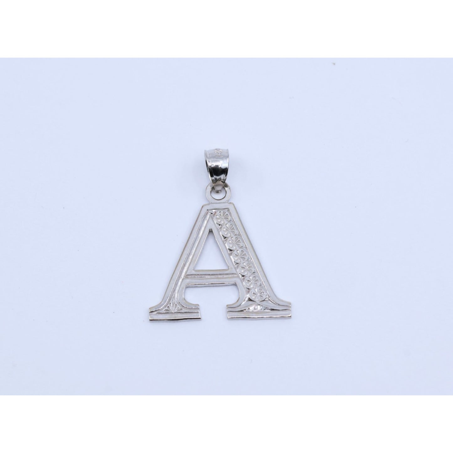 14K White Gold Initial Letter " A " Charm Pendant