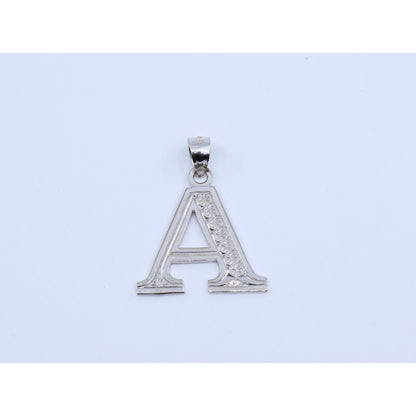 14K White Gold Initial Letter " A " Charm Pendant