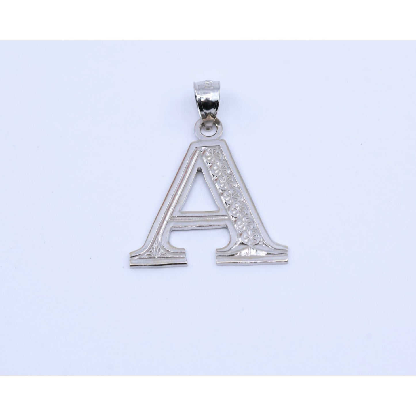 14K White Gold Initial Letter " A " Charm Pendant
