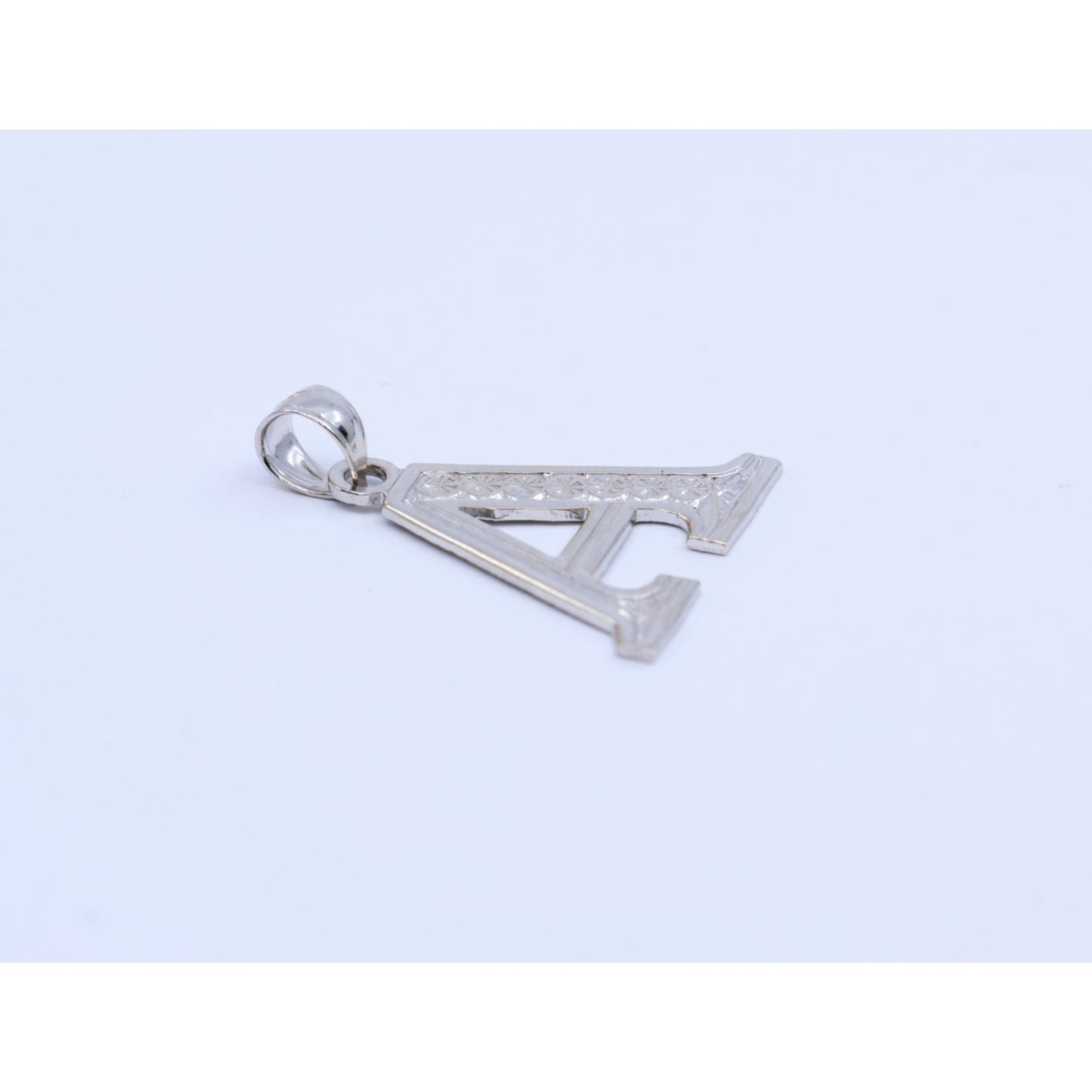 14K White Gold Initial Letter " A " Charm Pendant