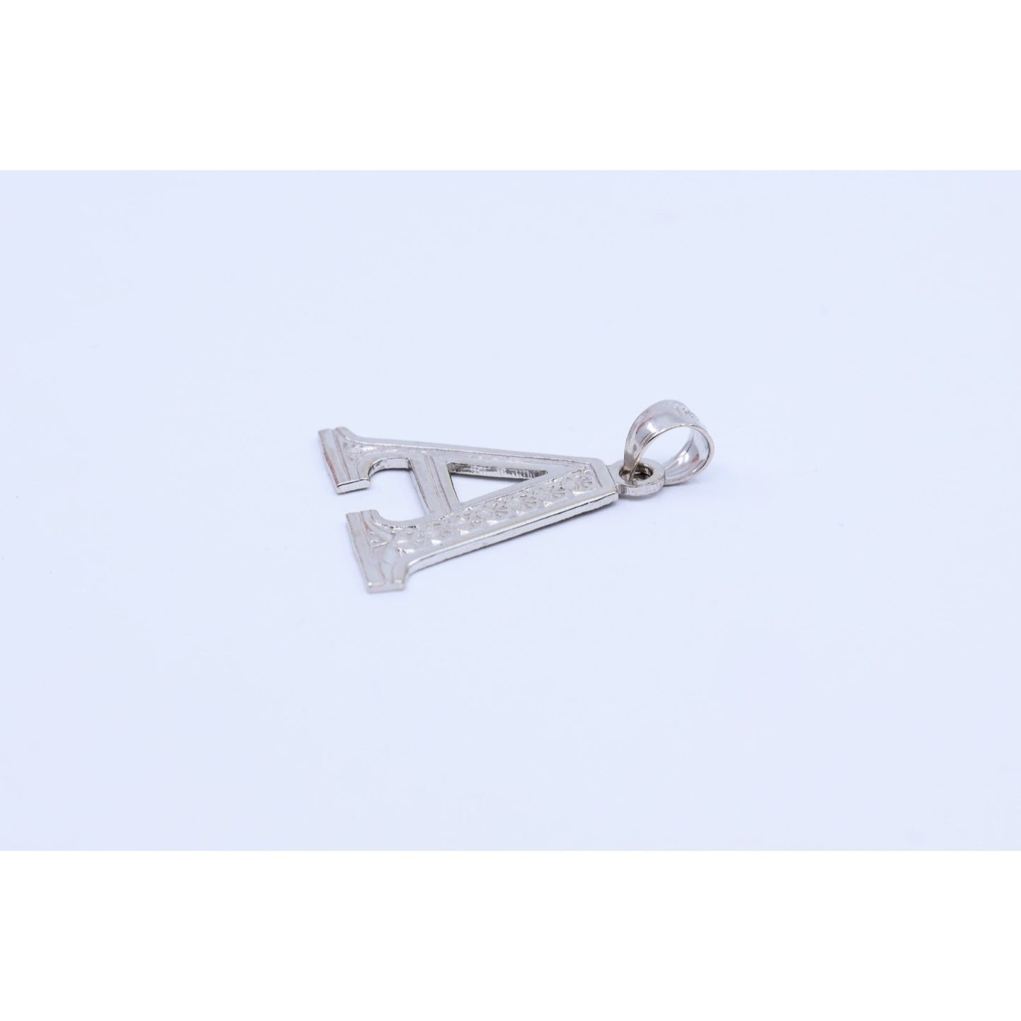 14K White Gold Initial Letter " A " Charm Pendant