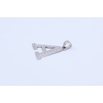 14K White Gold Initial Letter " A " Charm Pendant