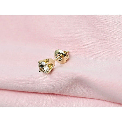 Single 14K Yellow Gold Round Diamond Screw Back Stud Earring
