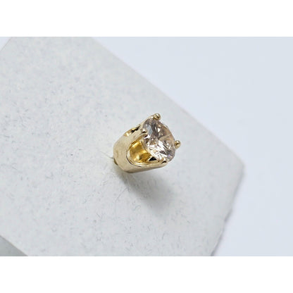 Single 14K Yellow Gold Round Diamond Screw Back Stud Earring
