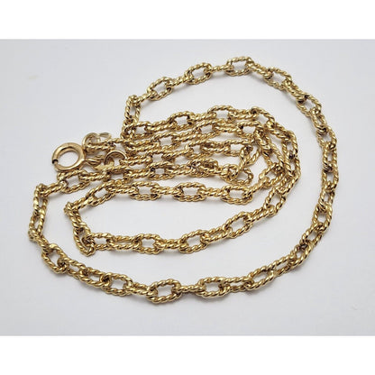 18K Yellow Gold Textured Twist Cable Link Chain Necklace