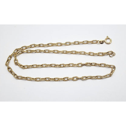 18K Yellow Gold Textured Twist Cable Link Chain Necklace