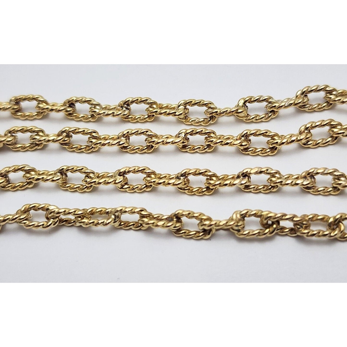 18K Yellow Gold Textured Twist Cable Link Chain Necklace