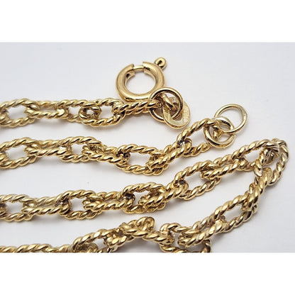 18K Yellow Gold Textured Twist Cable Link Chain Necklace