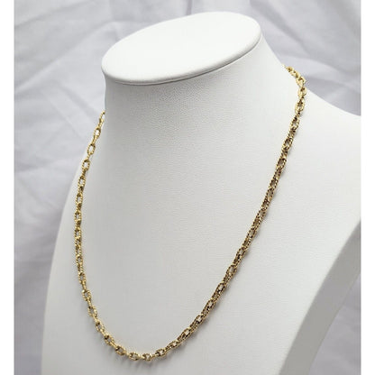 18K Yellow Gold Textured Twist Cable Link Chain Necklace