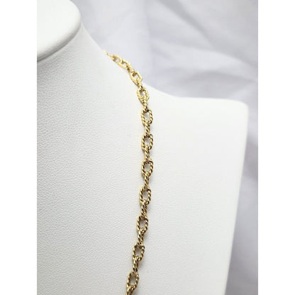 18K Yellow Gold Textured Twist Cable Link Chain Necklace