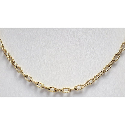 18K Yellow Gold Textured Twist Cable Link Chain Necklace