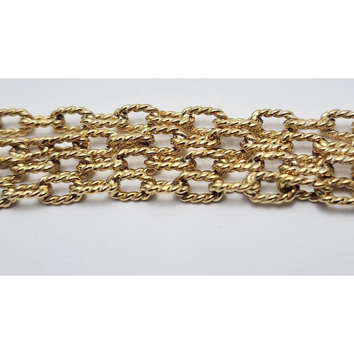 18K Yellow Gold Textured Twist Cable Link Chain Necklace