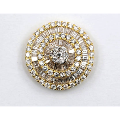 Single 18K Yellow Gold Baguette & Round Diamond Stud Earring