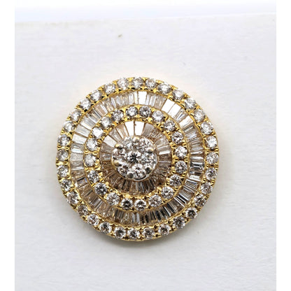 Single 18K Yellow Gold Baguette & Round Diamond Stud Earring