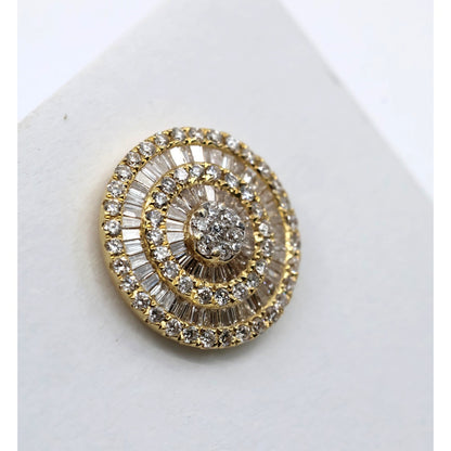 Single 18K Yellow Gold Baguette & Round Diamond Stud Earring