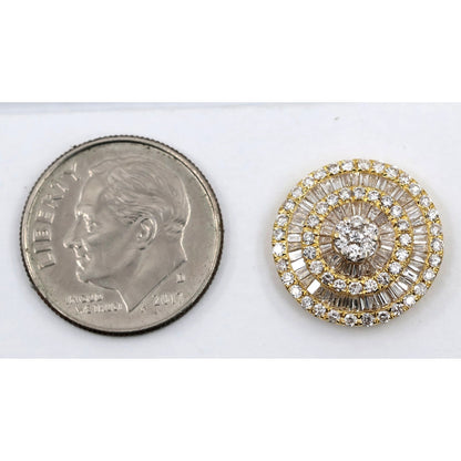 Single 18K Yellow Gold Baguette & Round Diamond Stud Earring