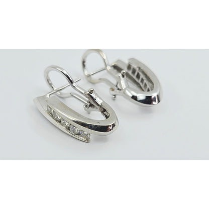 14K White Gold Diamond French Clip Earrings