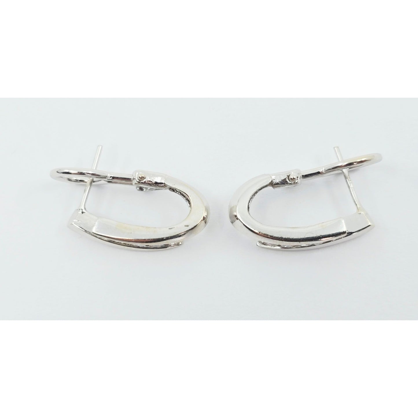 14K White Gold Diamond French Clip Earrings