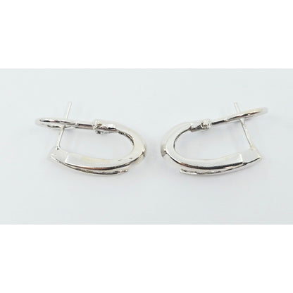 14K White Gold Diamond French Clip Earrings