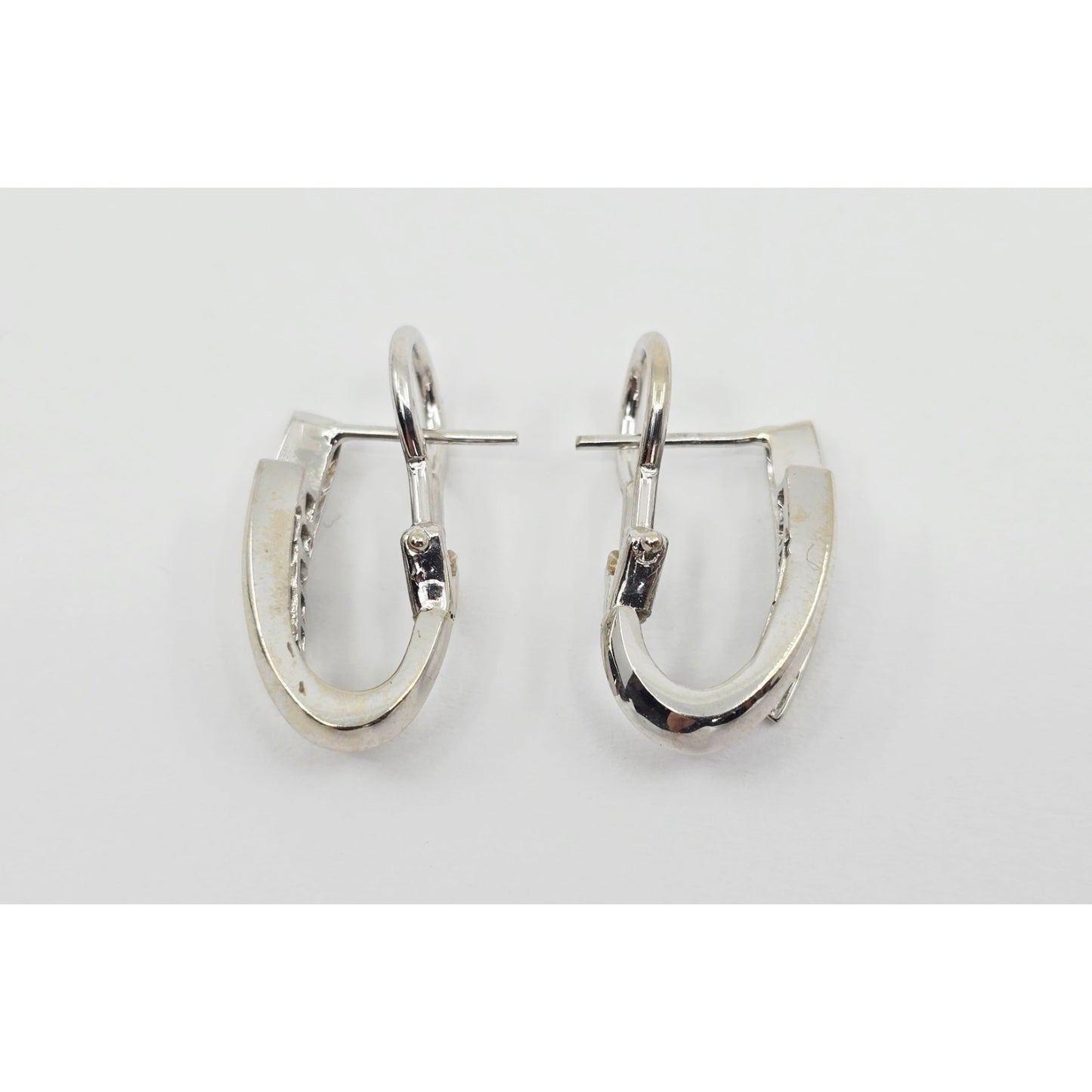 14K White Gold Diamond French Clip Earrings