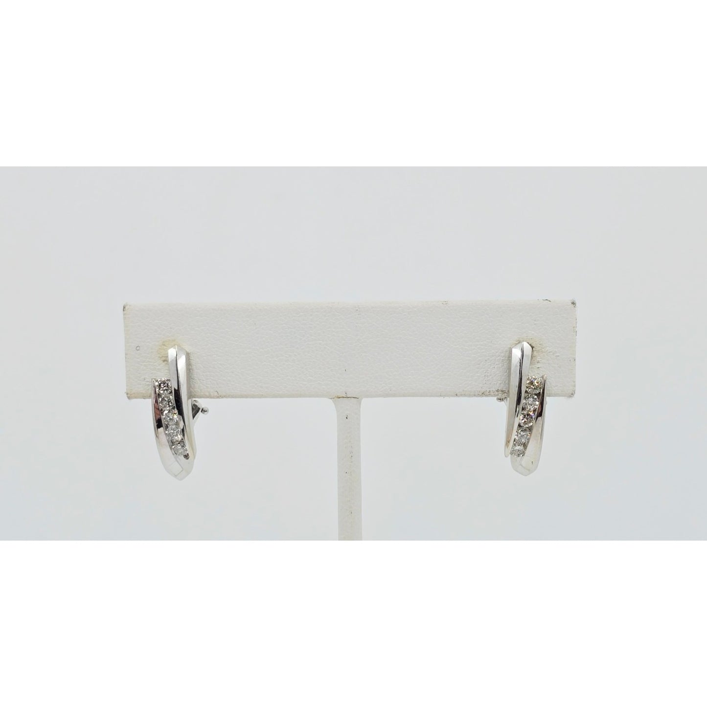 14K White Gold Diamond French Clip Earrings
