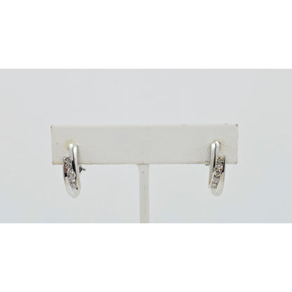 14K White Gold Diamond French Clip Earrings