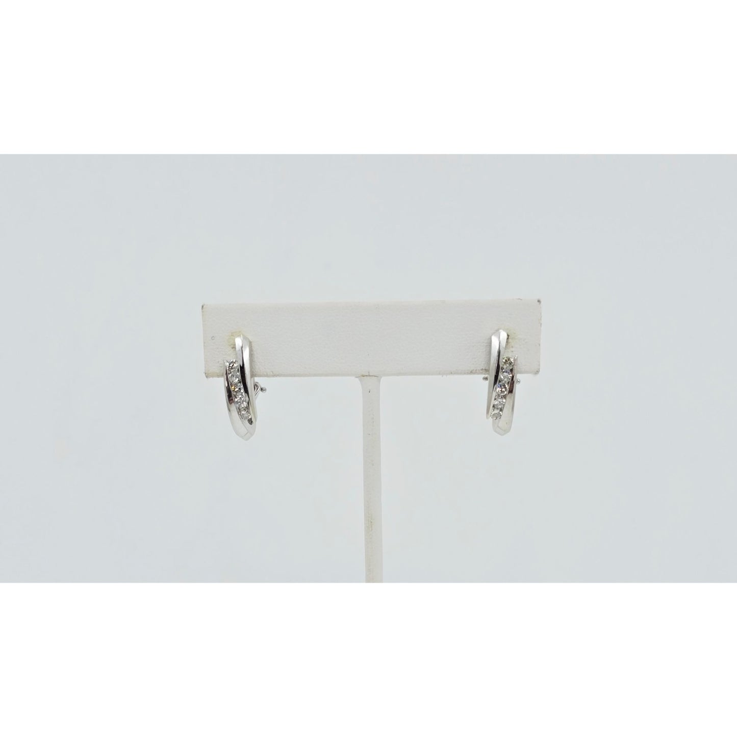 14K White Gold Diamond French Clip Earrings