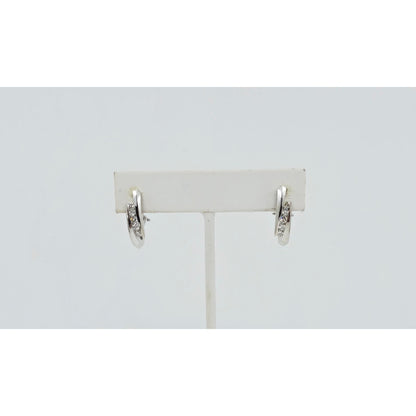 14K White Gold Diamond French Clip Earrings