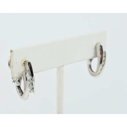 14K White Gold Diamond French Clip Earrings