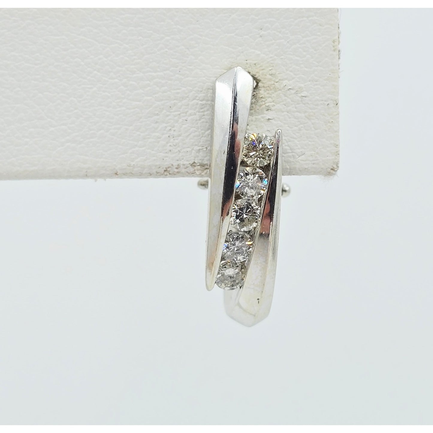 14K White Gold Diamond French Clip Earrings