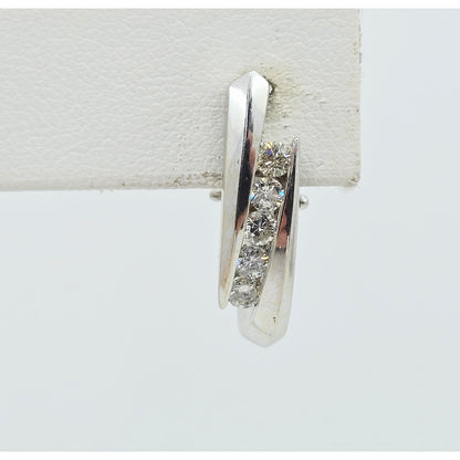 14K White Gold Diamond French Clip Earrings