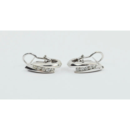 14K White Gold Diamond French Clip Earrings