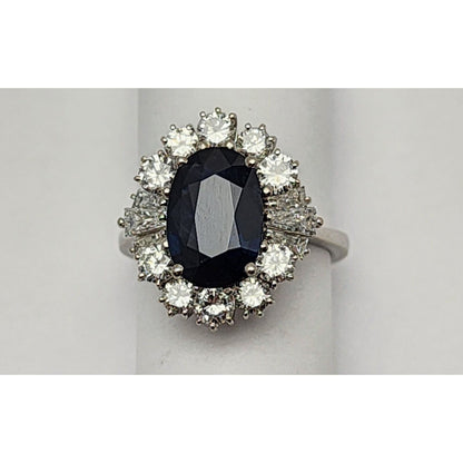 18K White Gold Sapphire & Diamond Ring
