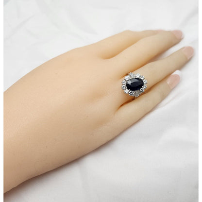 18K White Gold Sapphire & Diamond Ring