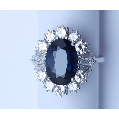 18K White Gold Sapphire & Diamond Ring