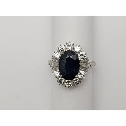 18K White Gold Sapphire & Diamond Ring