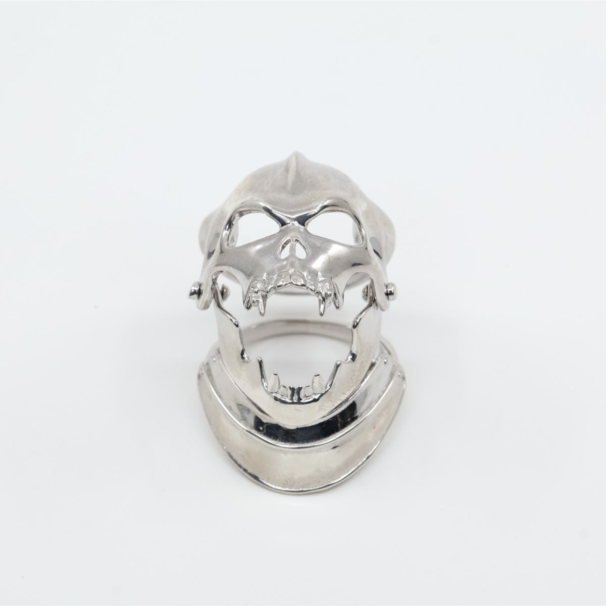 Sterling Silver 925 Medieval Demonic Skull Moving Jaw Ring