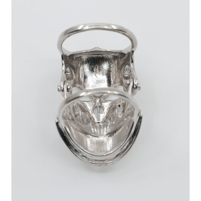 Sterling Silver 925 Medieval Demonic Skull Moving Jaw Ring