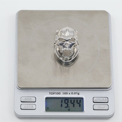 Sterling Silver 925 Medieval Demonic Skull Moving Jaw Ring