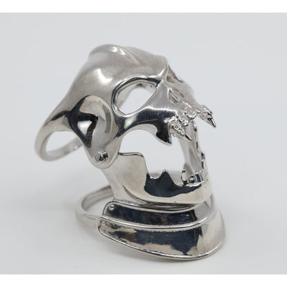 Sterling Silver 925 Medieval Demonic Skull Moving Jaw Ring