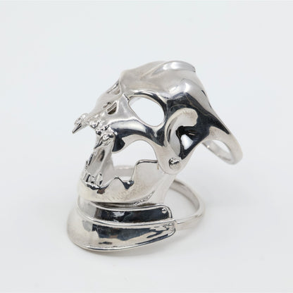 Sterling Silver 925 Medieval Demonic Skull Moving Jaw Ring