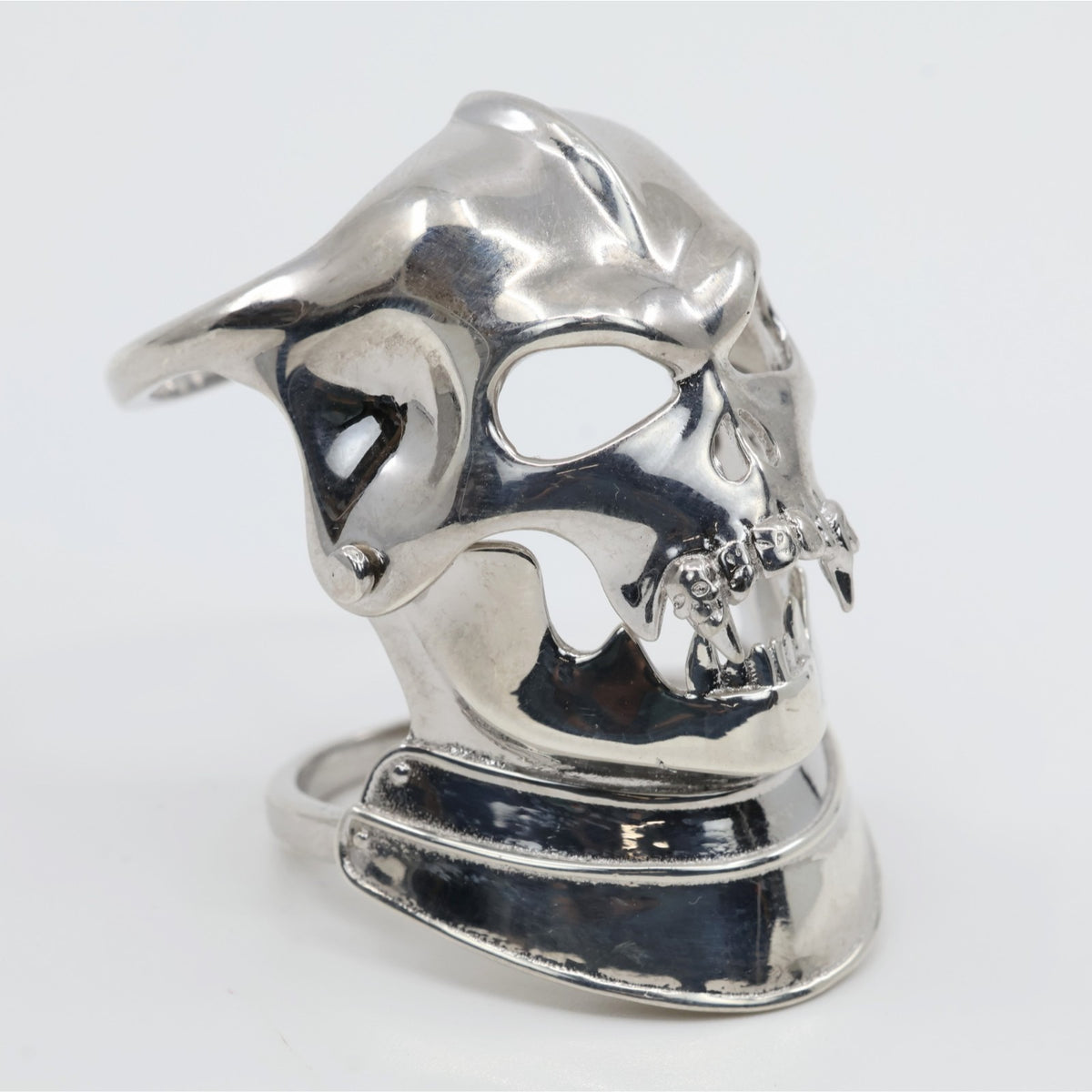 Sterling Silver 925 Medieval Demonic Skull Moving Jaw Ring